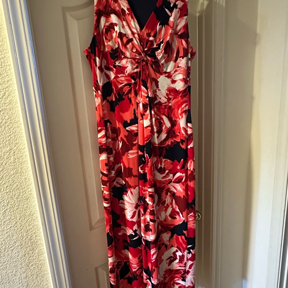 Liz Claiborne Red and Navy Floral Dress